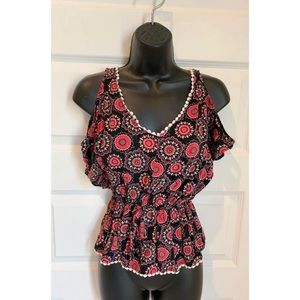 Miss Chievous Cold Shoulder‎ Medallion Blouse